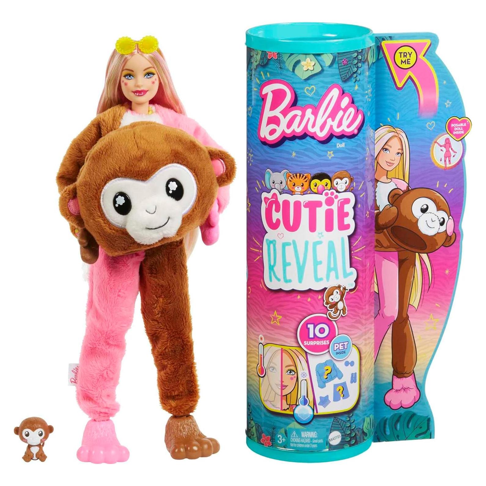 Muñeca Barbie Cutie Reveal Mono - 10 Sorprisas y Cambio de Color
