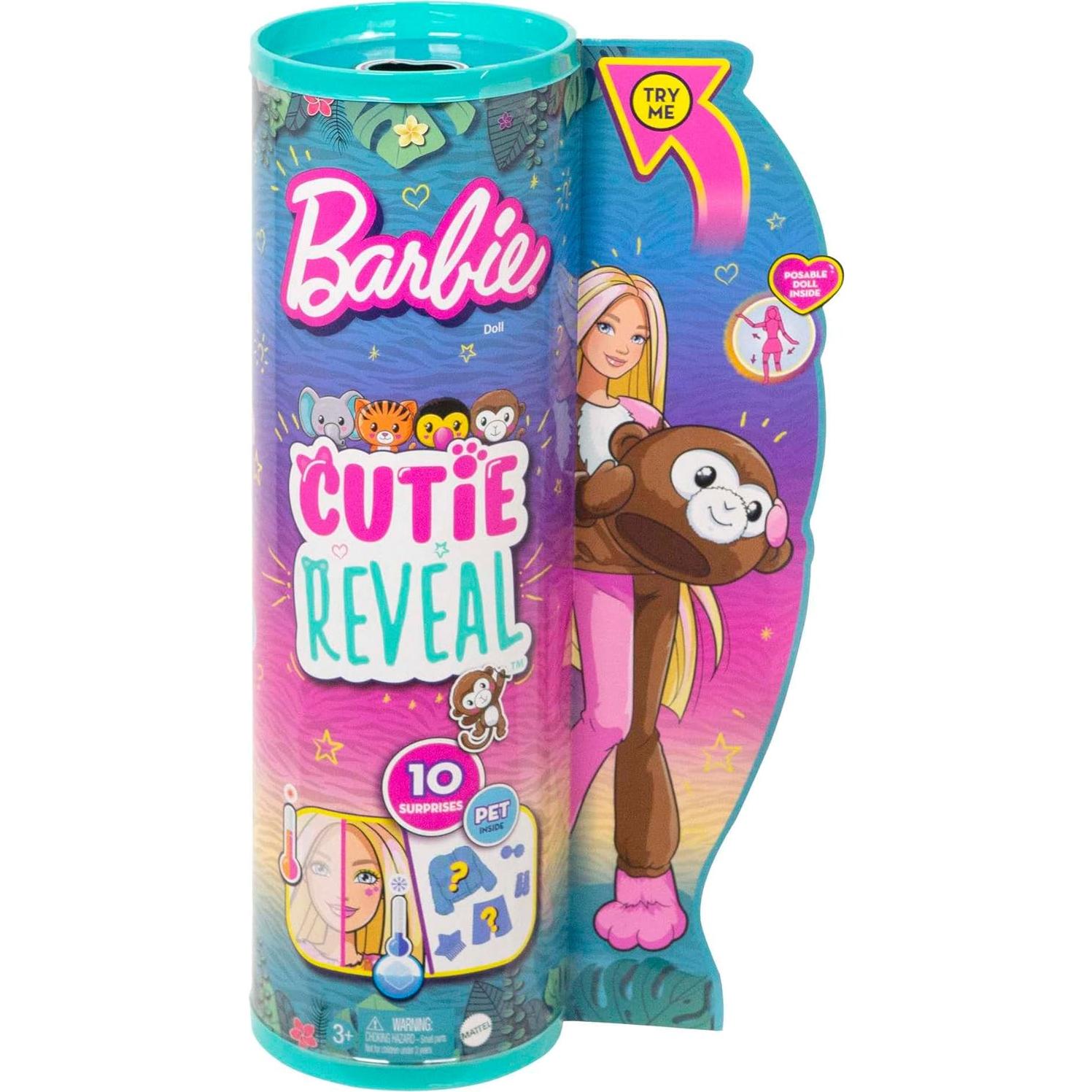 Muñeca Barbie Cutie Reveal Mono - 10 Sorprisas y Cambio de Color