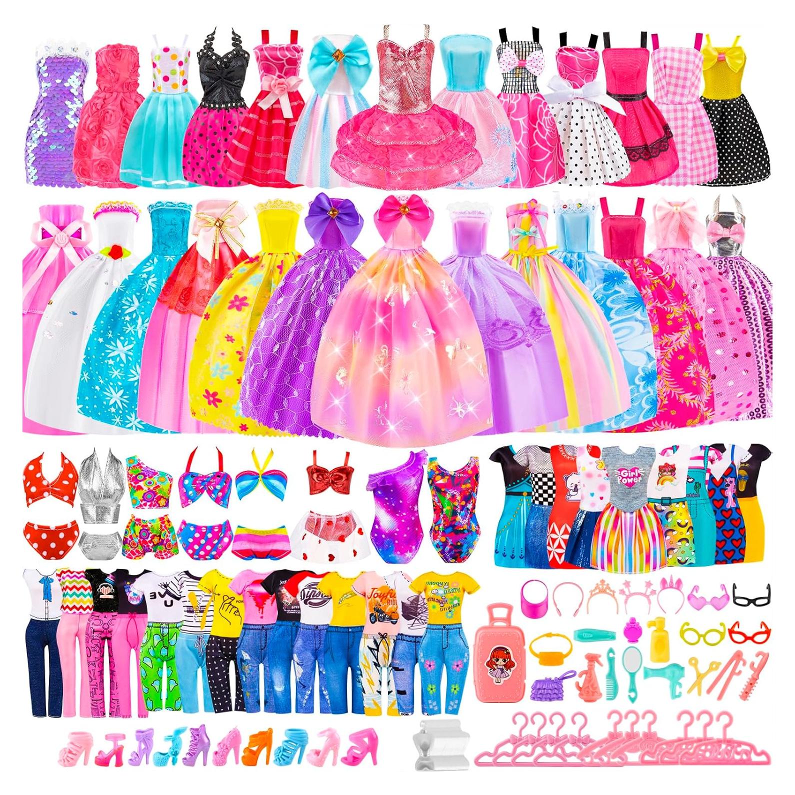 Set de Ropa de Muñeca 110 Pcs TQRAZ - Vestidos y Accesorios