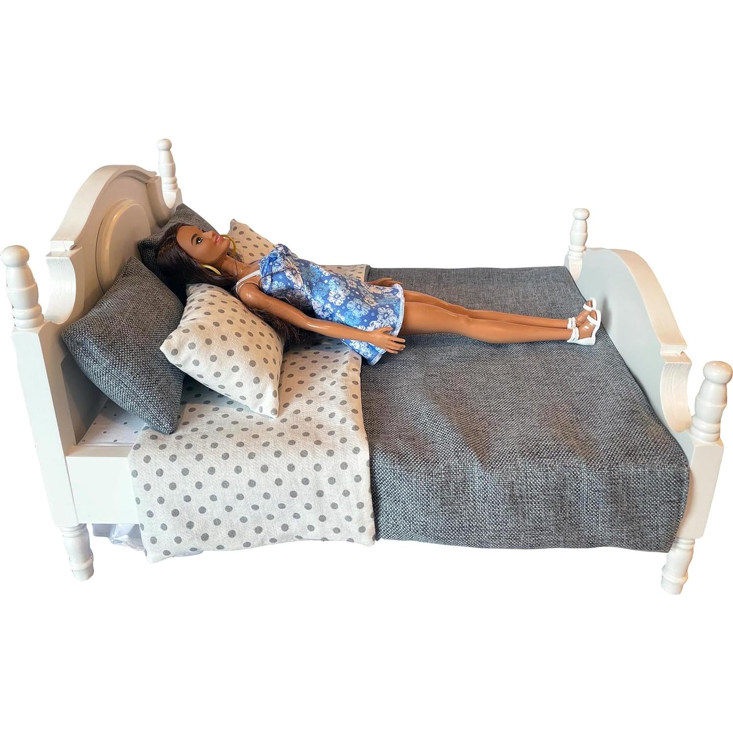 Juego de Ropa de Cama para Muñecas Inusitus 5 Piezas Gris