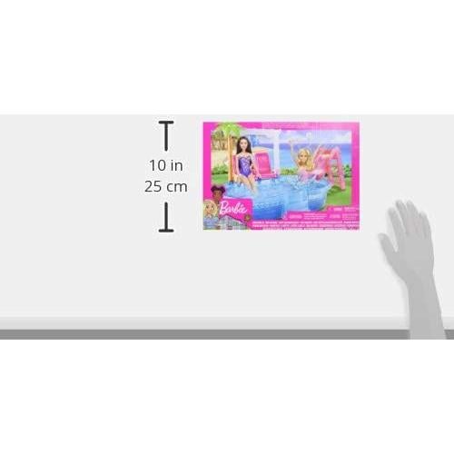 Barbie Glam Pool con Tobogán Rosa y Sillas - Mattel