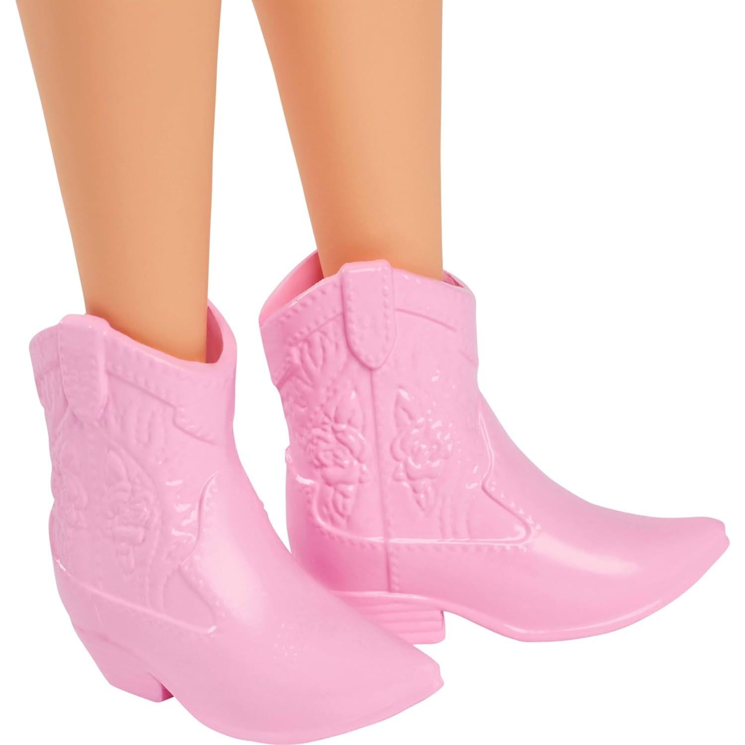 Muñeca Barbie Fashionistas #231 con cabello púrpura y vestido de mezclilla