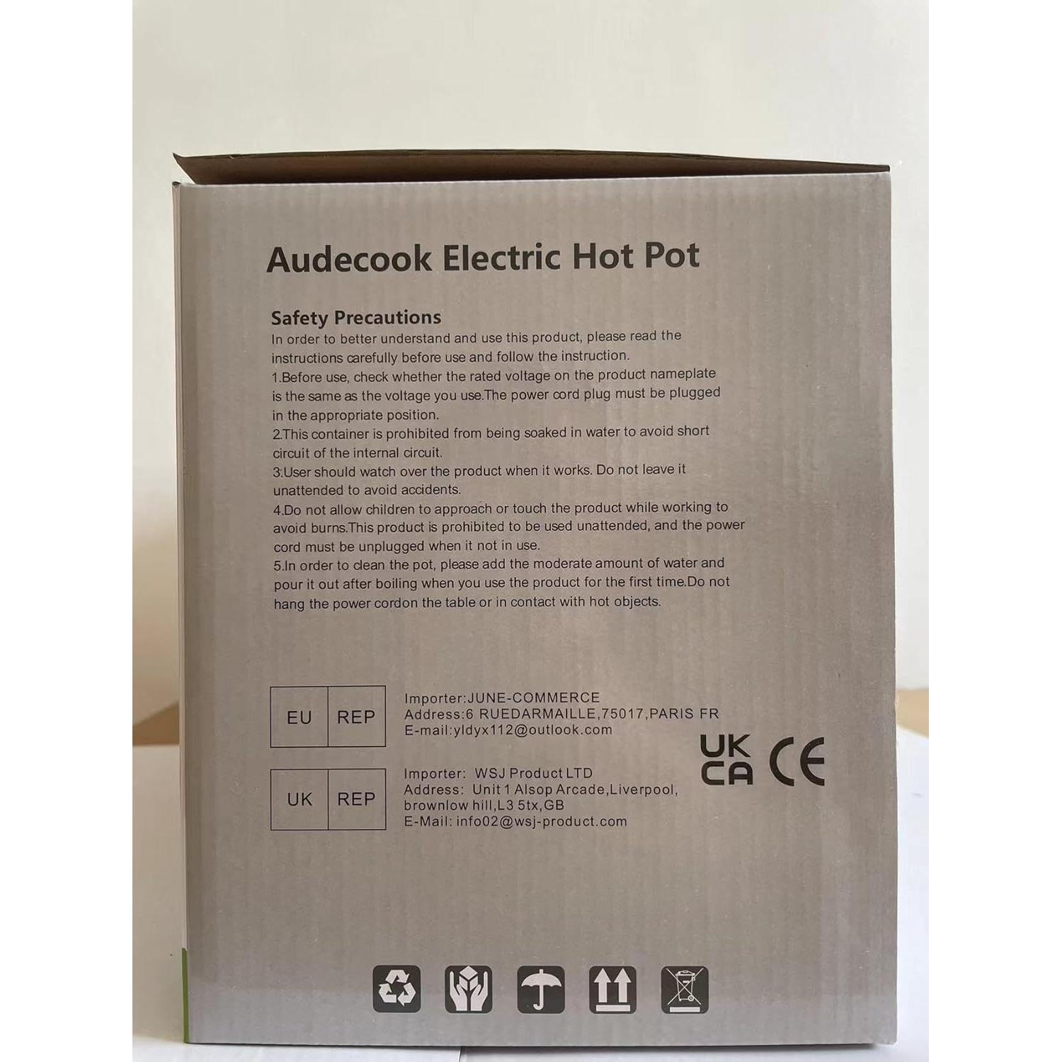 Olla Caliente Eléctrica Audecook 2L con Vaporera 20cm