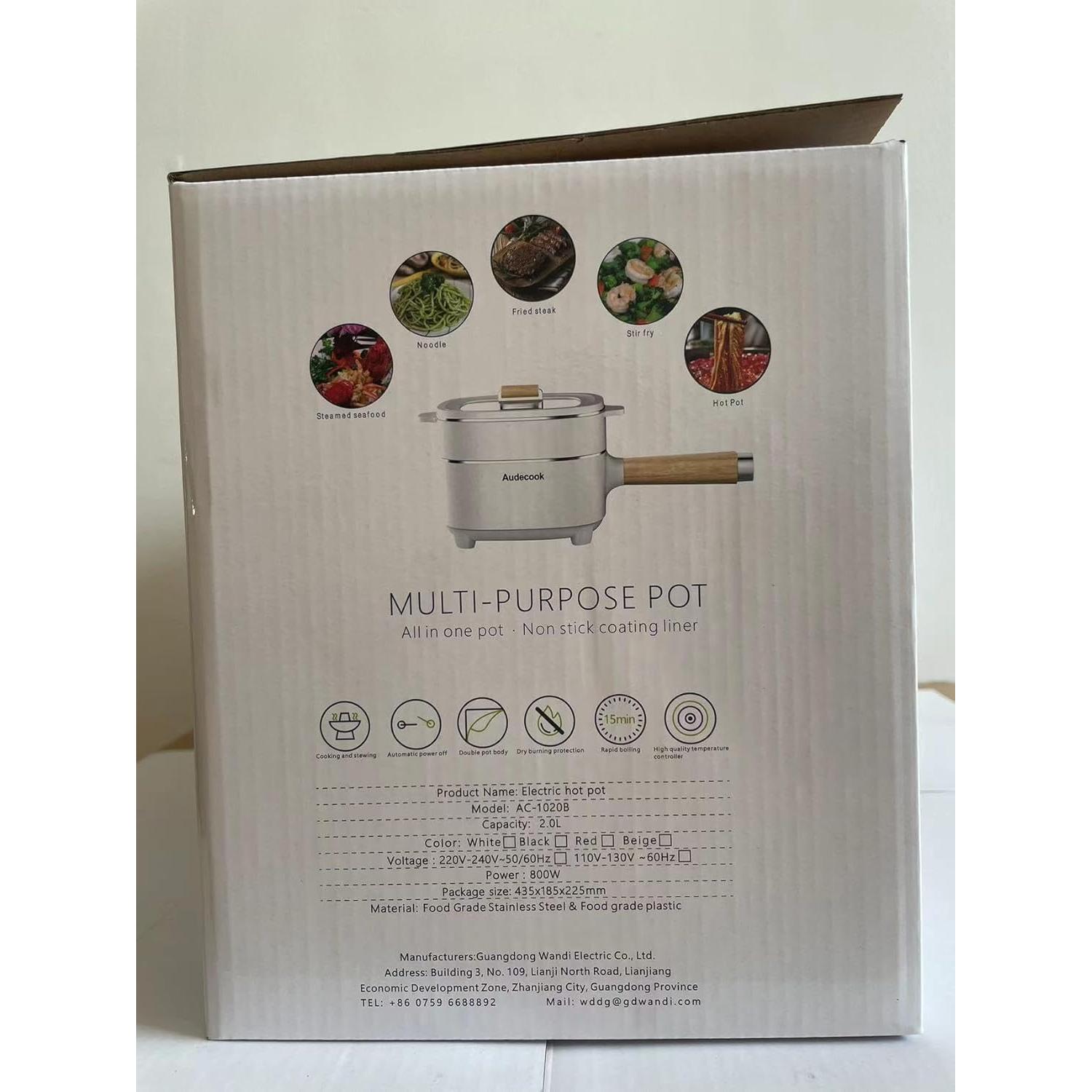 Olla Caliente Eléctrica Audecook 2L con Vaporera 20cm