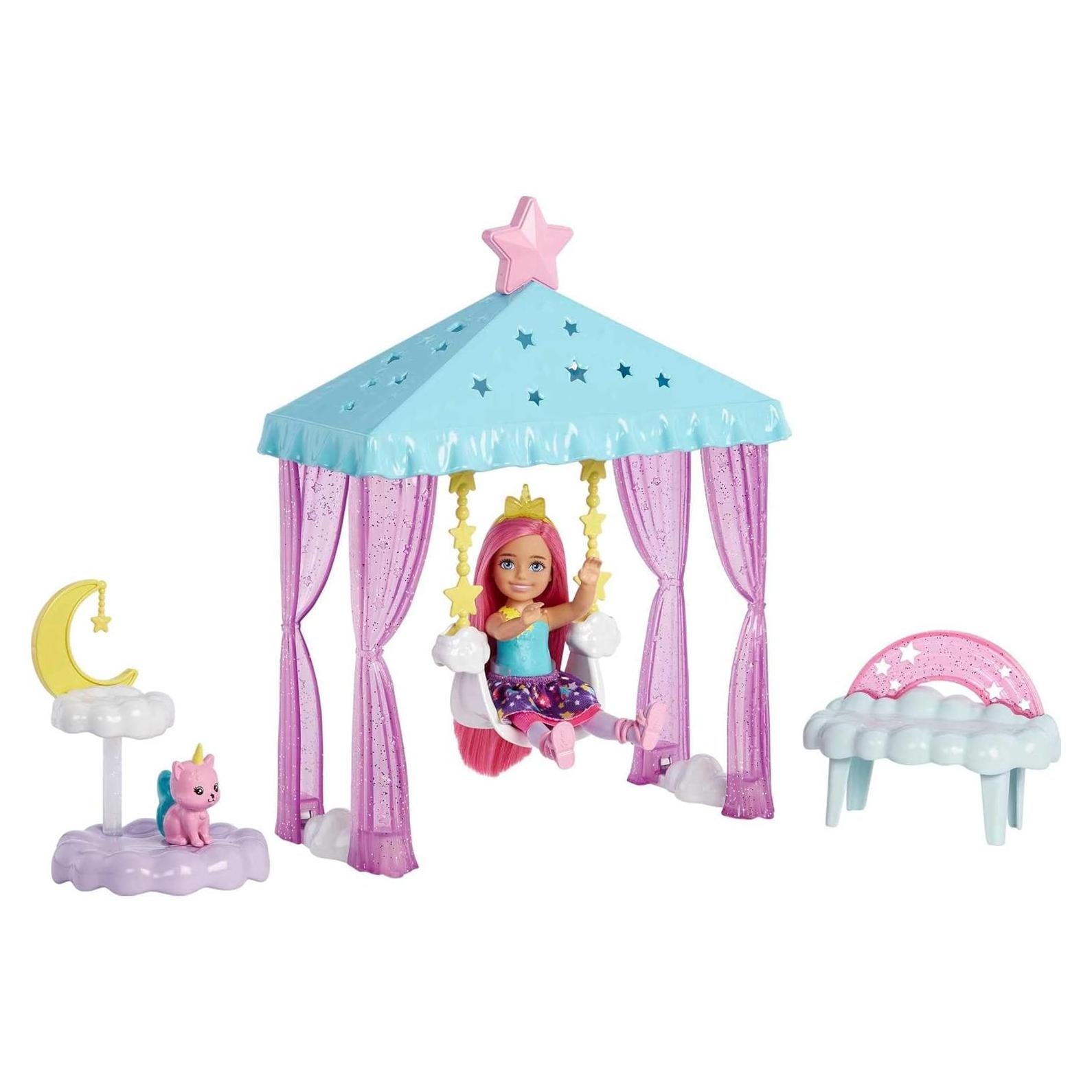 Muñeca Chelsea Barbie Dreamtopia con columpio y accesorios