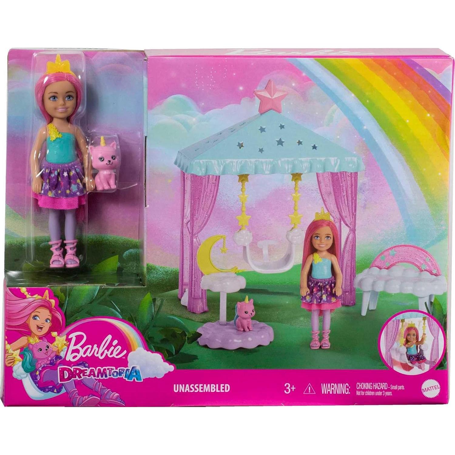 Muñeca Chelsea Barbie Dreamtopia con columpio y accesorios