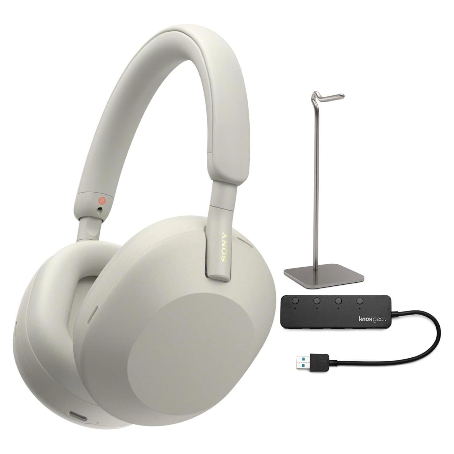 Auriculares Inalámbricos Sony WH-1000XM5 Plata con Hub USB 3.0