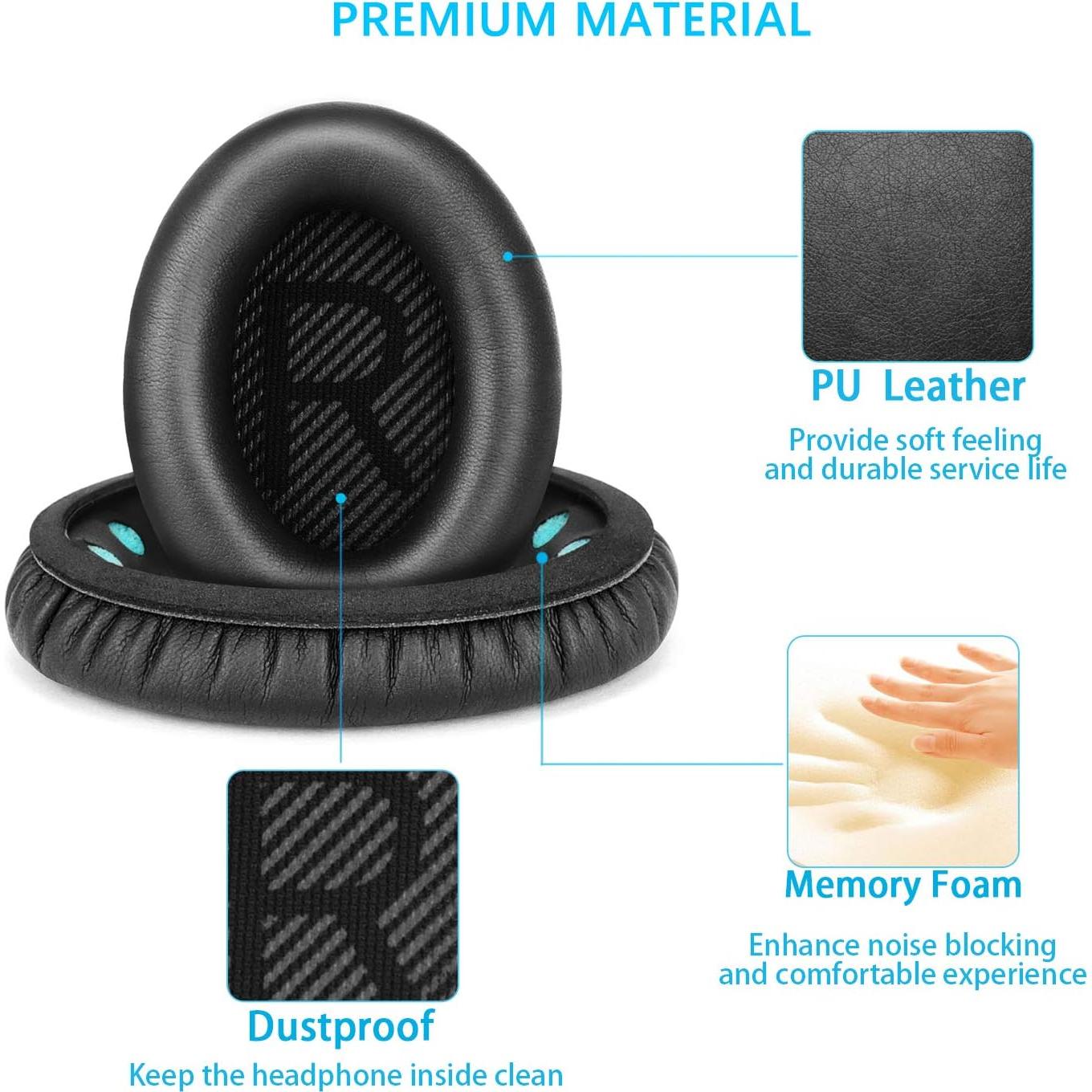 Almohadillas de Reemplazo HZTCAM para Bose QC35 QC25 QC15 - Negro