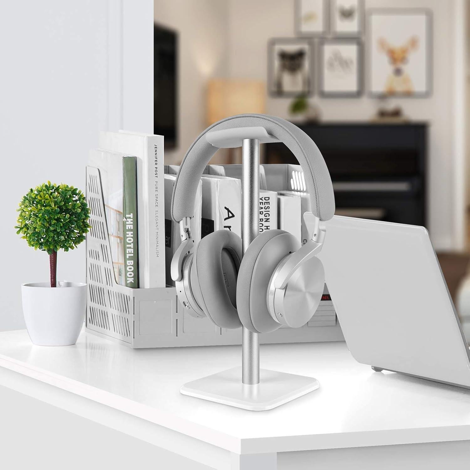 Soporte para Auriculares GEEKRIA de Aluminio Blanco - Compatible con Beats y Bose
