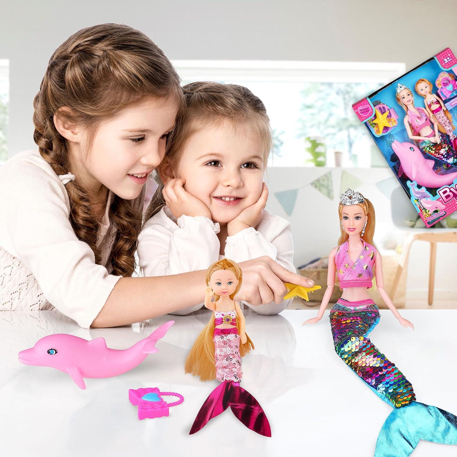 Conjunto de Muñecas Sirena Mágica BYCICI con Delfín Cambiante