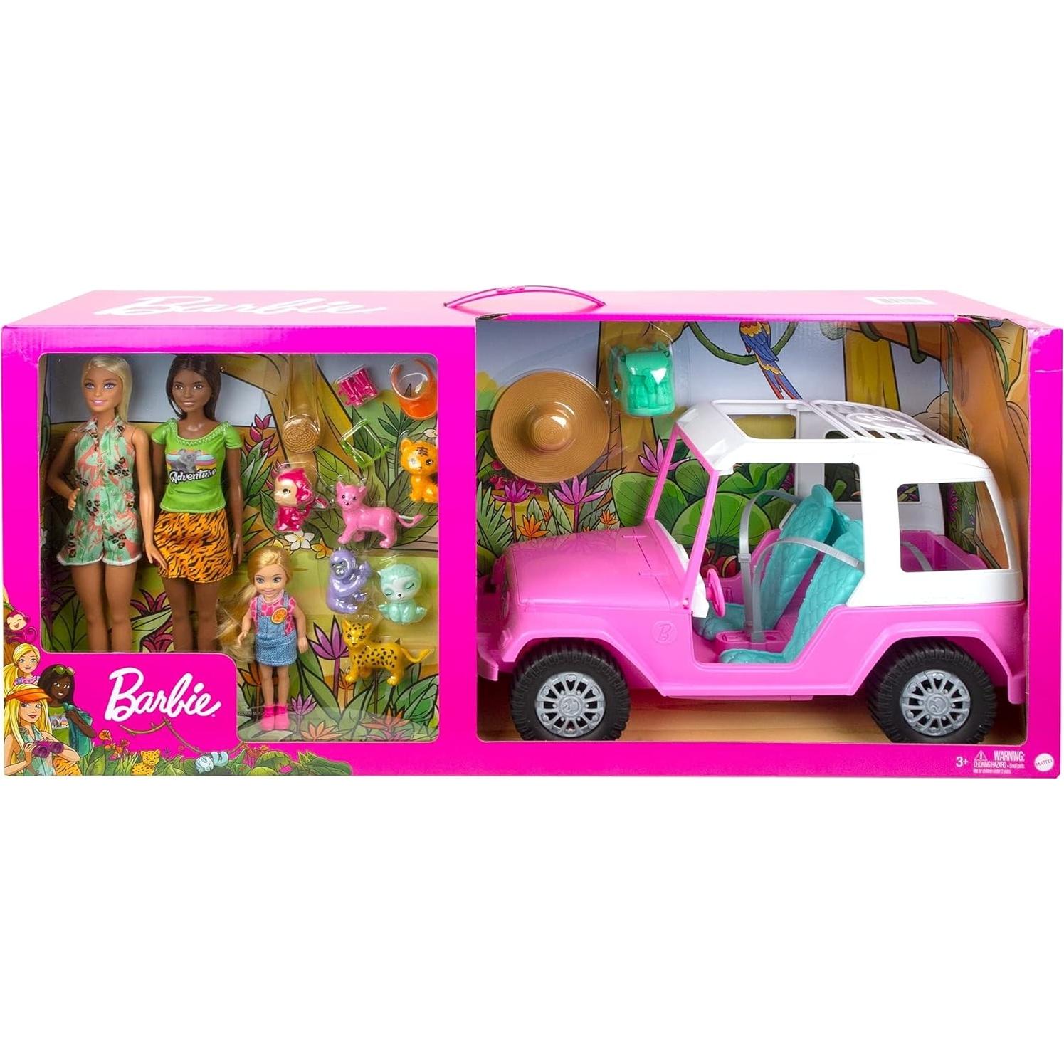 Conjunto de Aventura en la Naturaleza Barbie con Vehículo y Muñecas