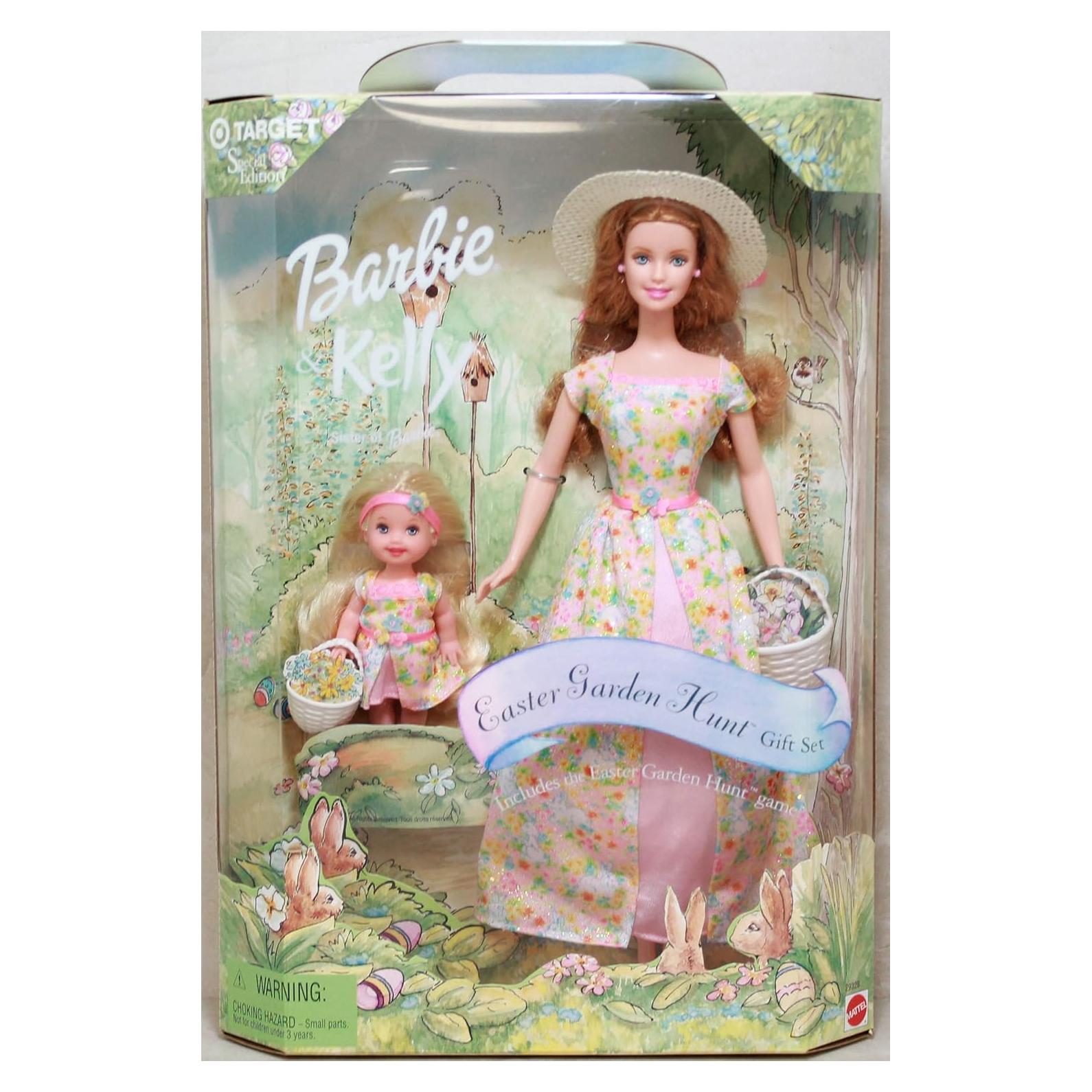 Conjunto de Regalo de Caza de Jardín de Pascua Barbie y Kelly 30cm
