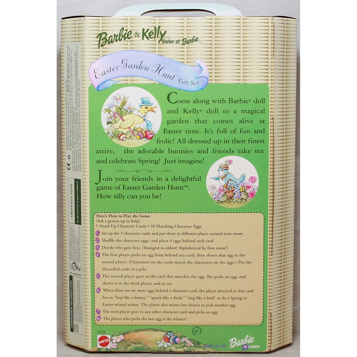 Conjunto de Regalo de Caza de Jardín de Pascua Barbie y Kelly 30cm