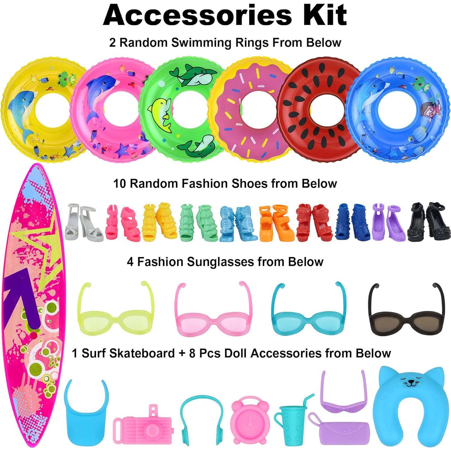 Ecore Fun Kit de Ropa de Muñeca 35 Piezas Trajes de Baño