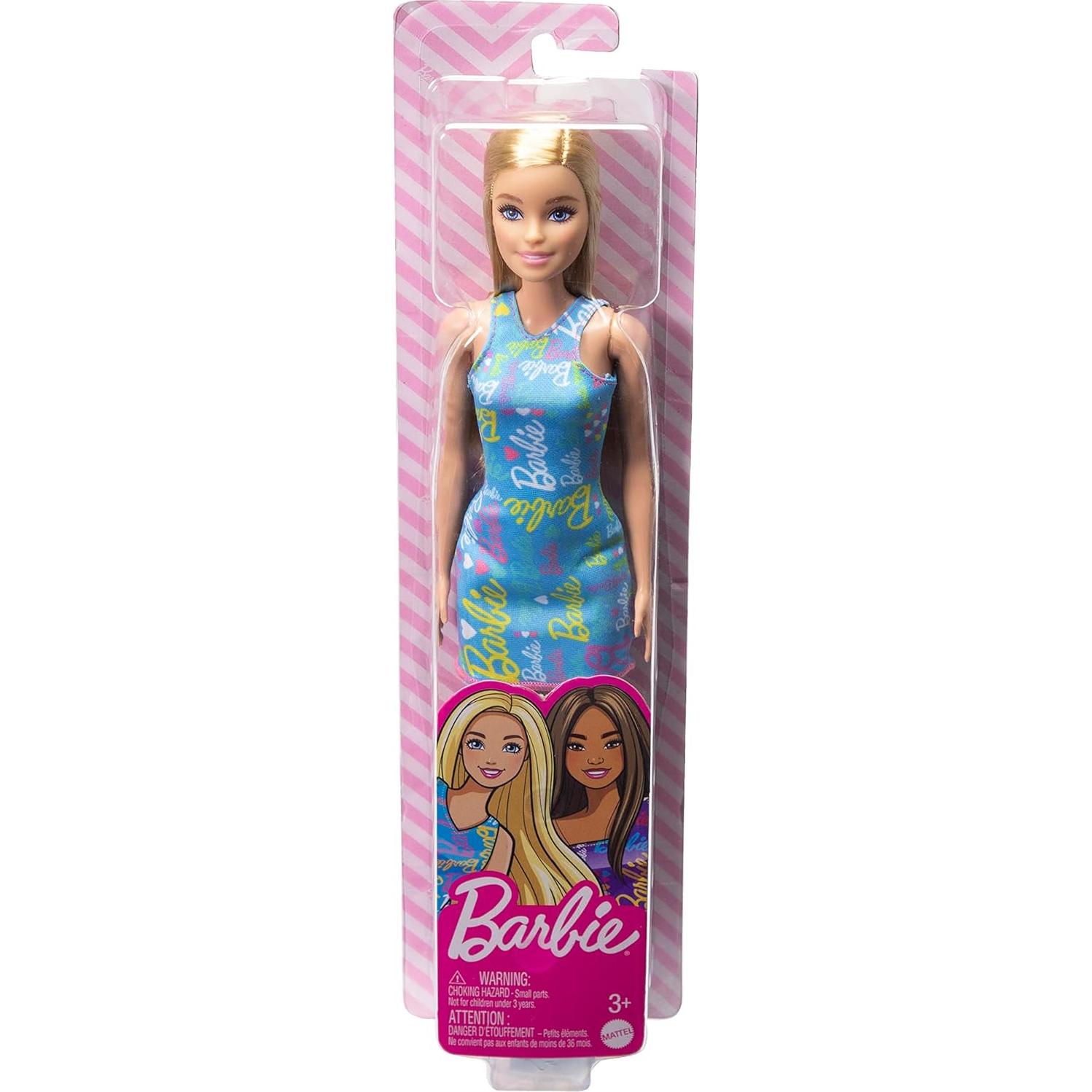 Vestido de Muñeca Barbie con Estampado Azul - 29.8 cm