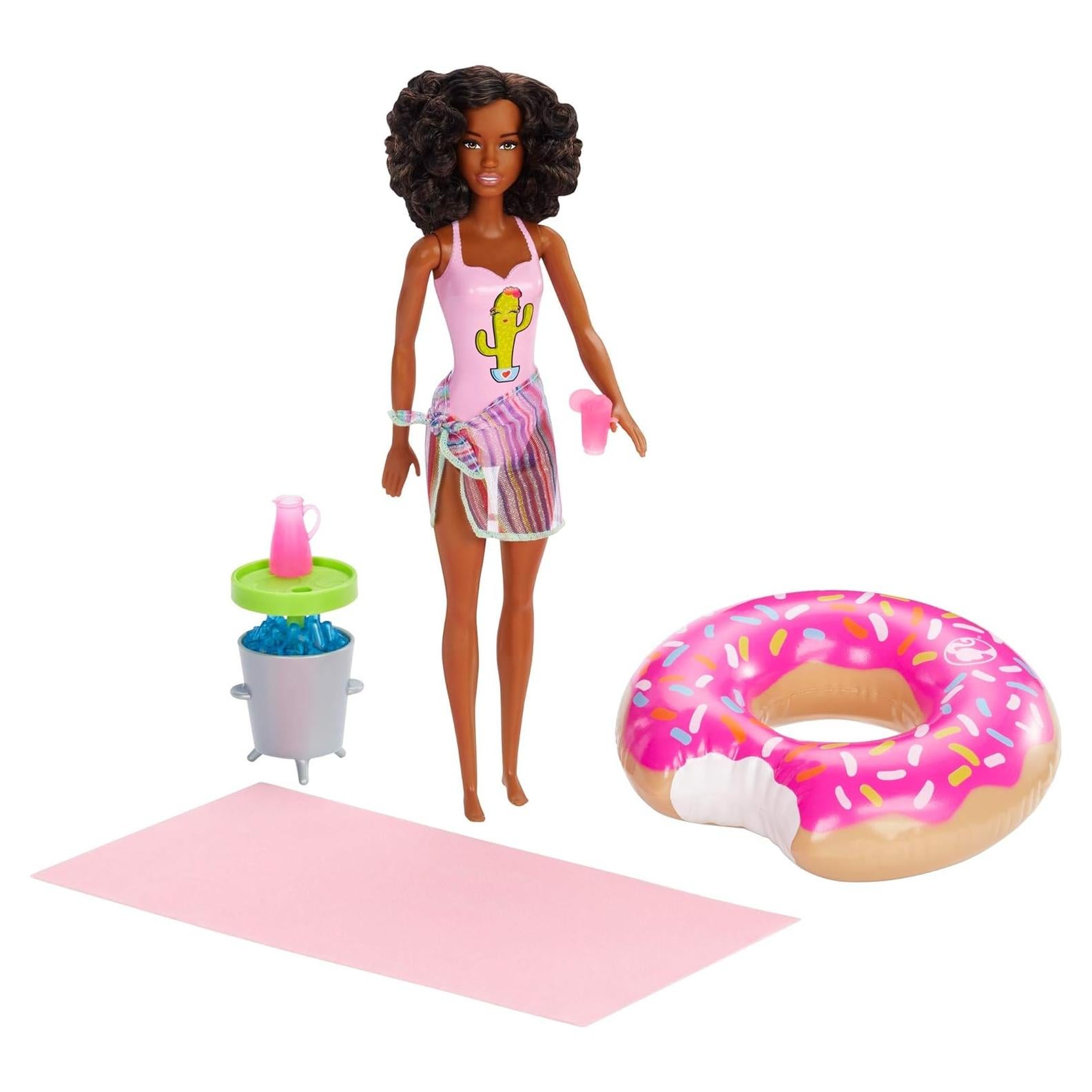 Muñeca Barbie Set de Juego Temático de Piscina con Flotador