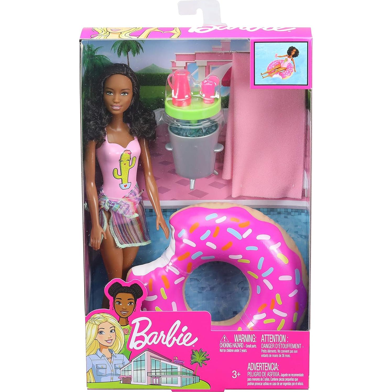 Muñeca Barbie Set de Juego Temático de Piscina con Flotador