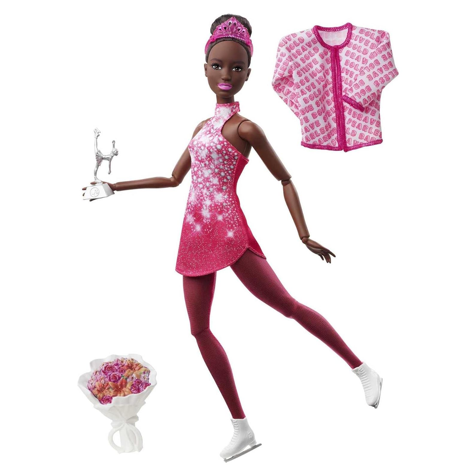 Muñeca Barbie Patinadora de Invierno 30.48 cm Rosa Mattel