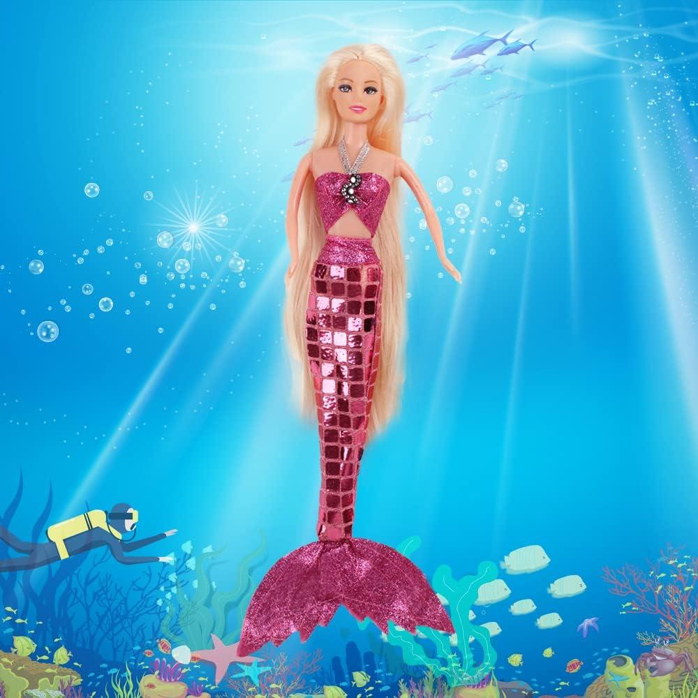 Muñeca Sirena Princesa MIOKIDZFUN 30.48 cm con Caballito de Mar