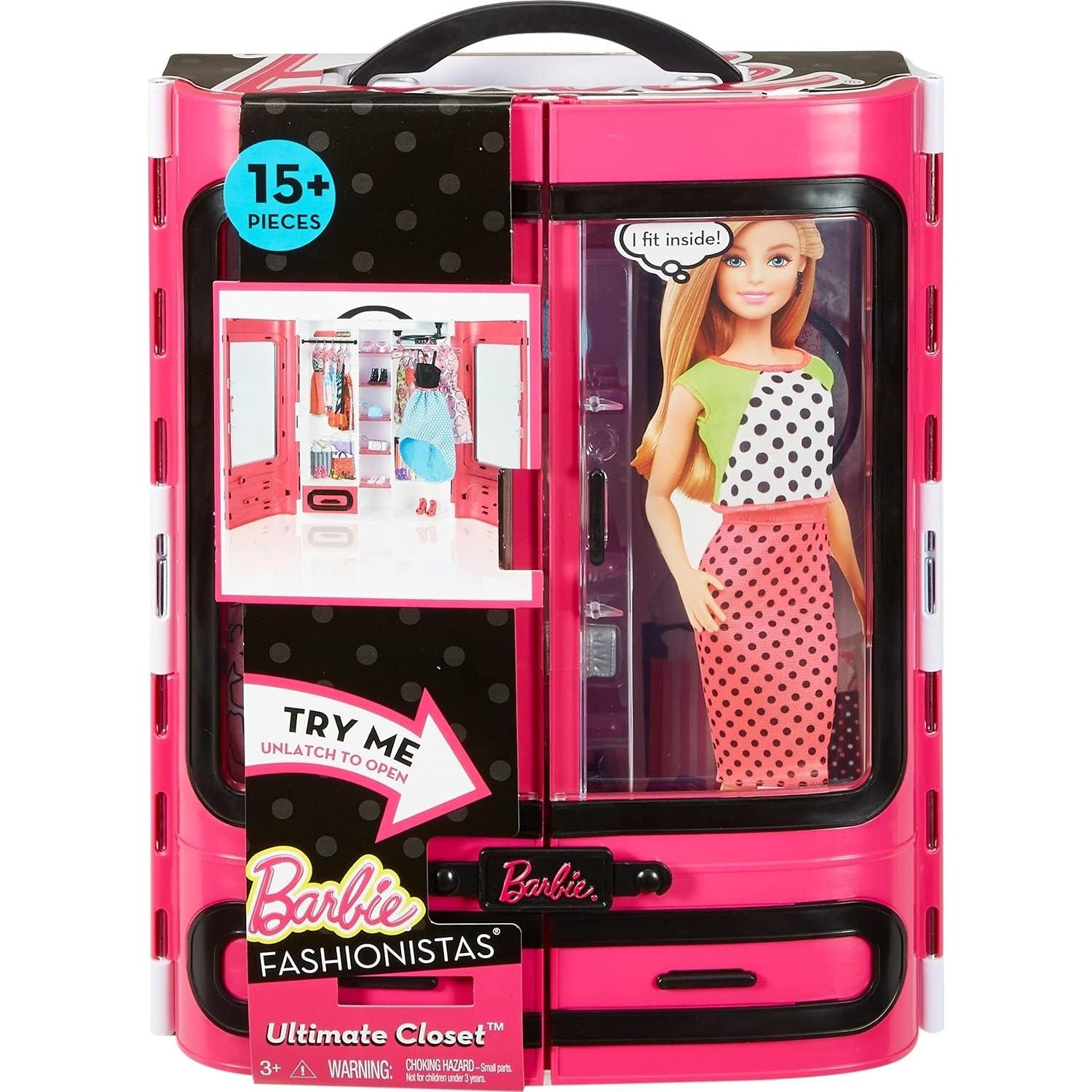 Barbie Fashionistas Ultimate Closet Portable Fashion Toy with Clothing, Accessories and Hangars, for 3 to 8 Year Olds