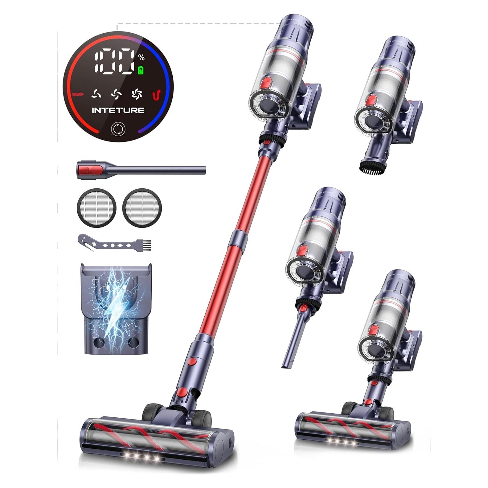 Cordless Vacuum Cleaner, 600W 50Kpa 65Mins Vacuum Cleaners for Home, Stick Vacuum with Self-Standing, Touch Screen, Vacuum Cleaner with Charging Station for Hard Floor Carpet Car Pet