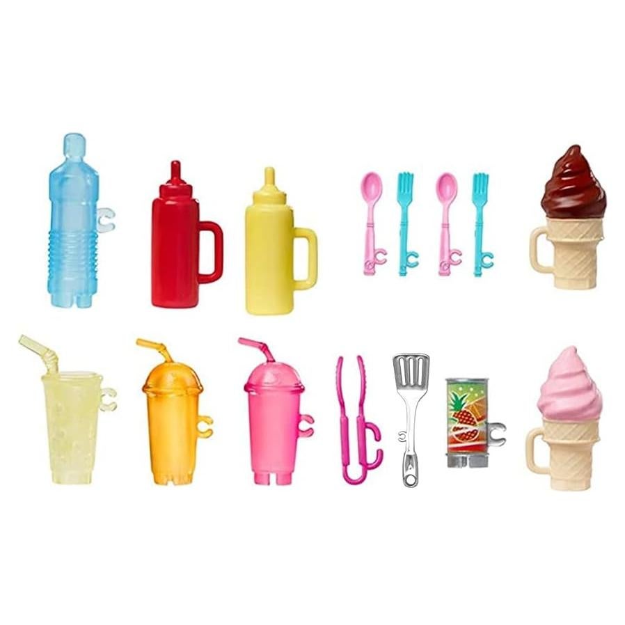 Piezas de Repuesto Barbie GMW07 - Vasos, Helado y Utensilios