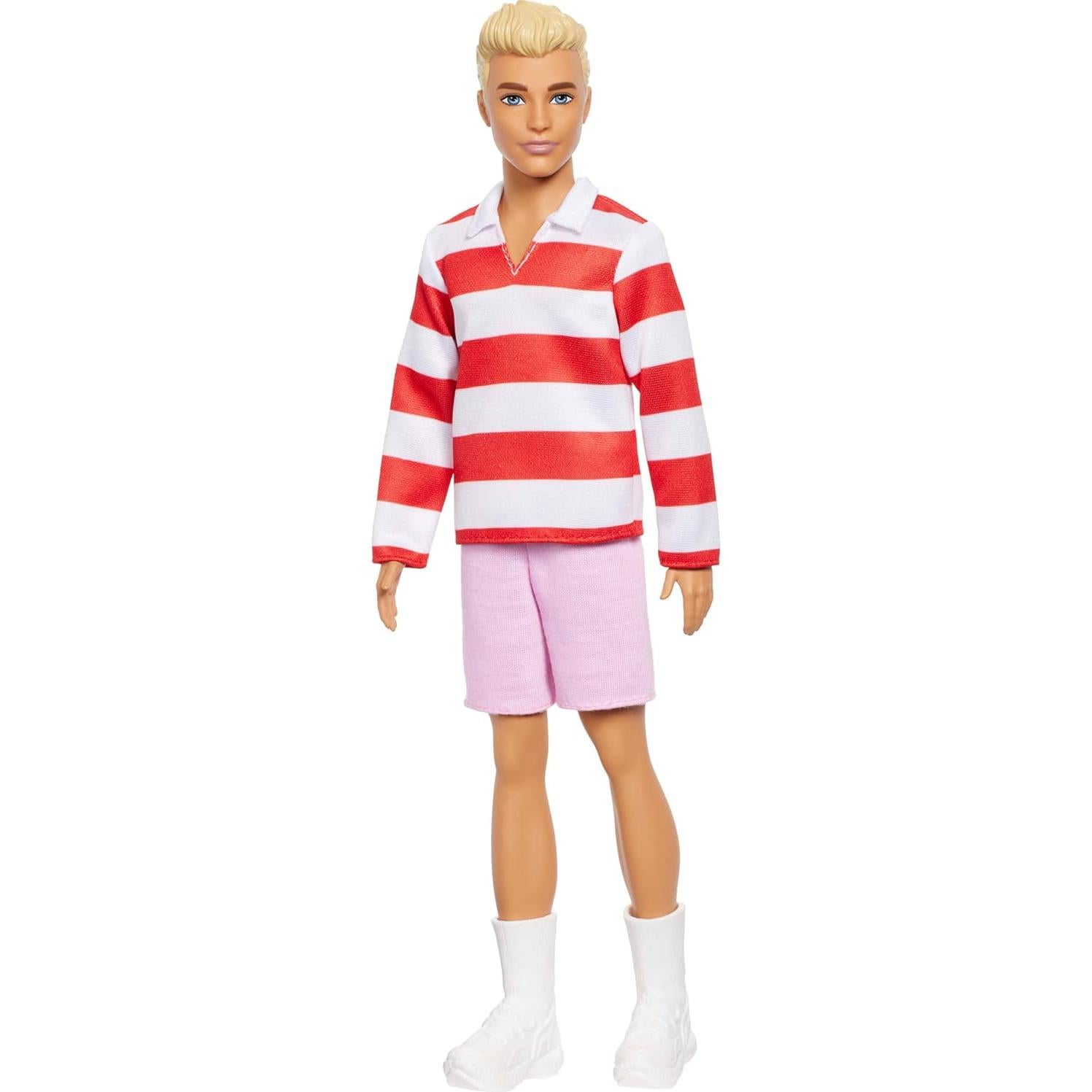 Muñeco Ken Fashionistas Mattel #241 con Polo Rayas Rojas