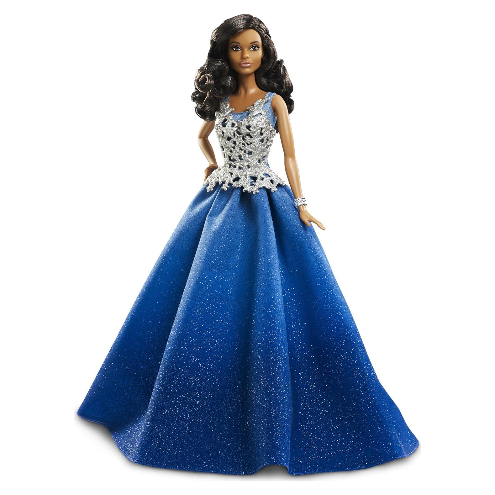 Muñeca Barbie Holiday 2016 Afroamericana con vestido azul