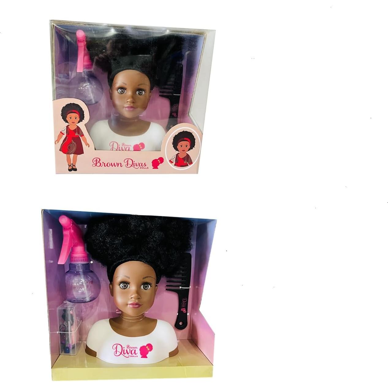 Muñeca Africana Negra con Cabello Rizado y 5 Accesorios