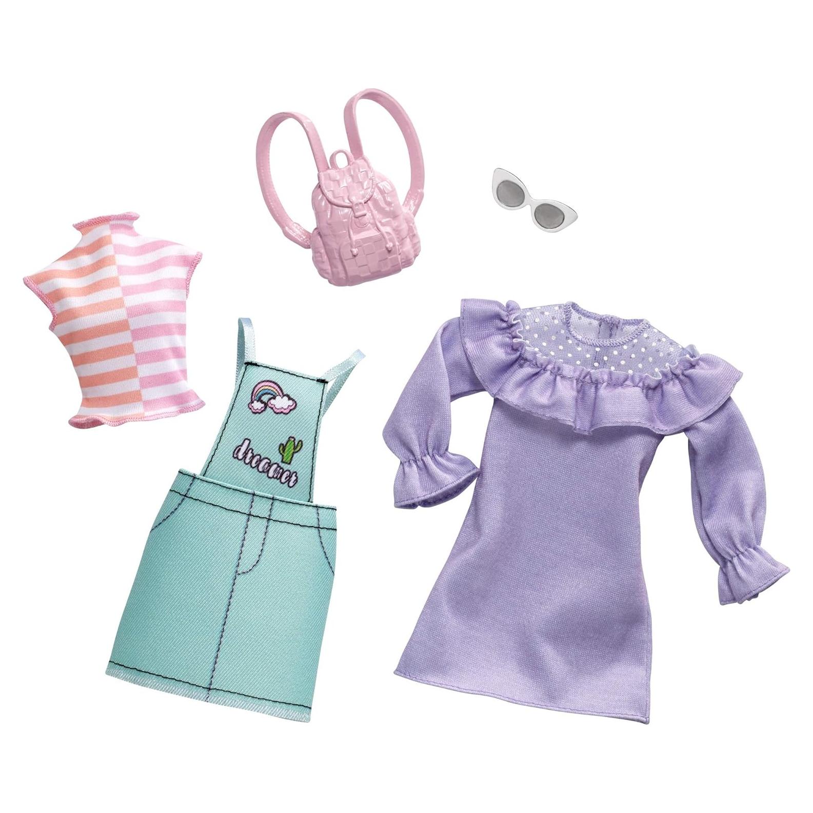 Ropa de Muñeca Barbie - 2 Conjuntos Pastel con Accesorios
