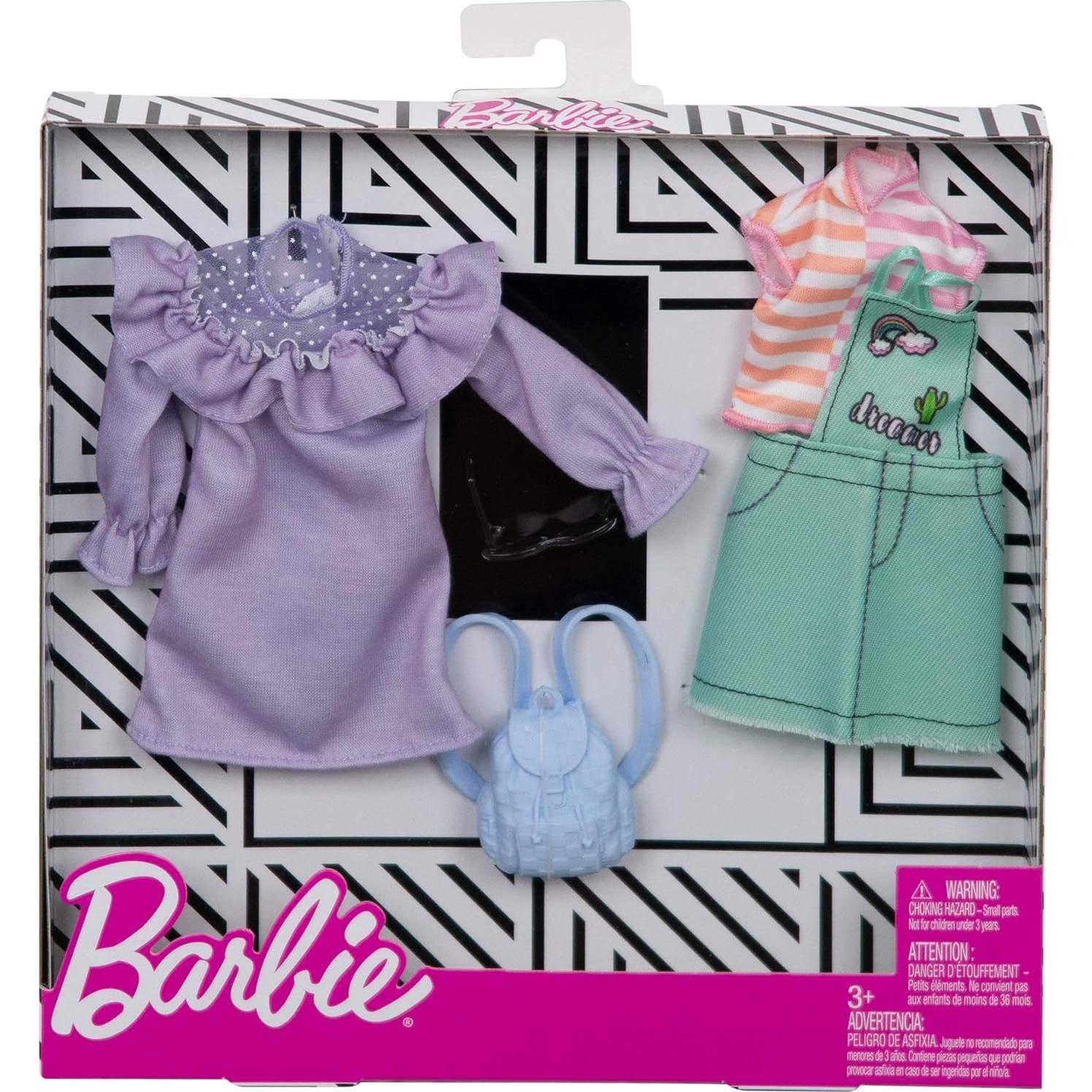 Ropa de Muñeca Barbie - 2 Conjuntos Pastel con Accesorios