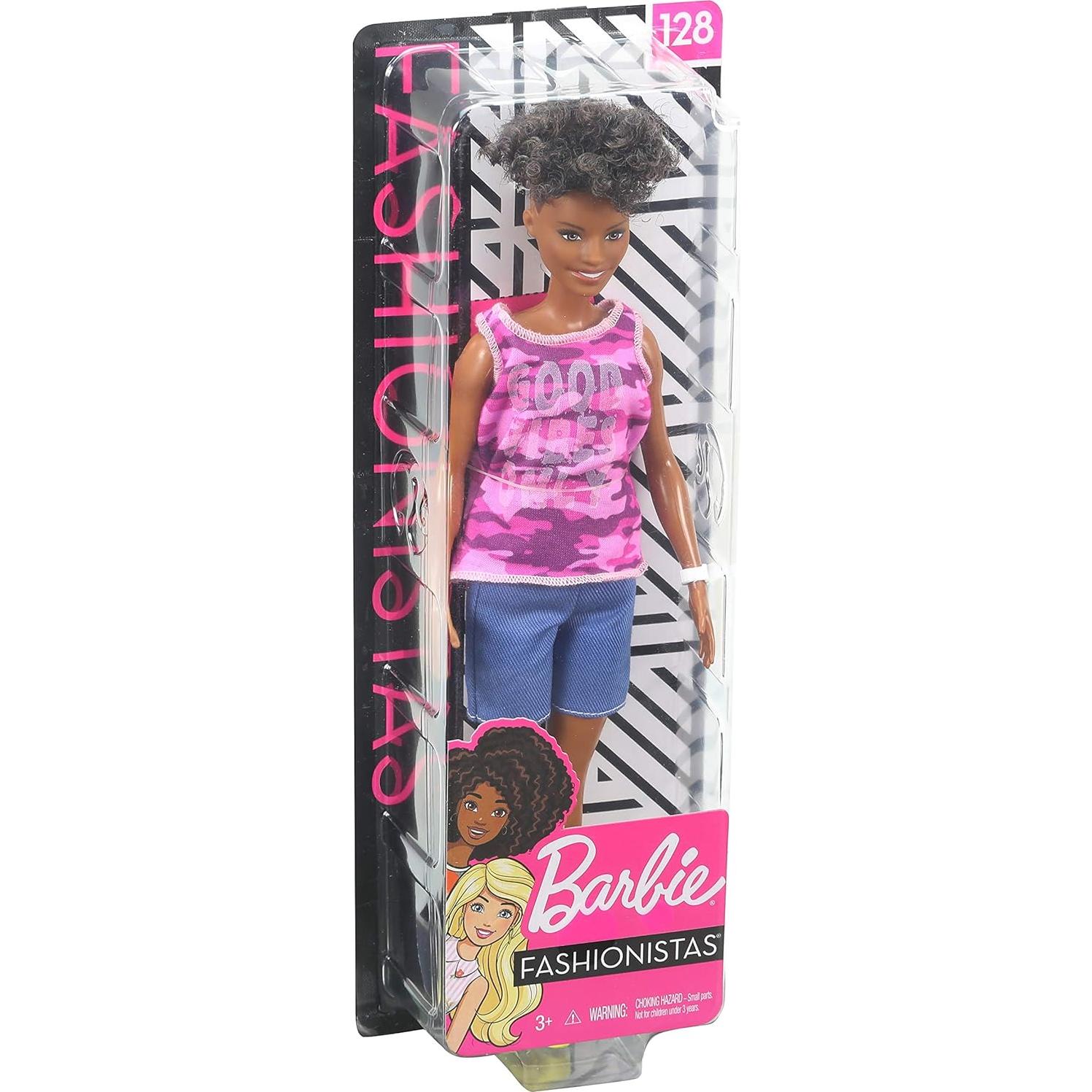 Muñeca Barbie Fashionistas #128 - Camiseta Camuflaje Rosa
