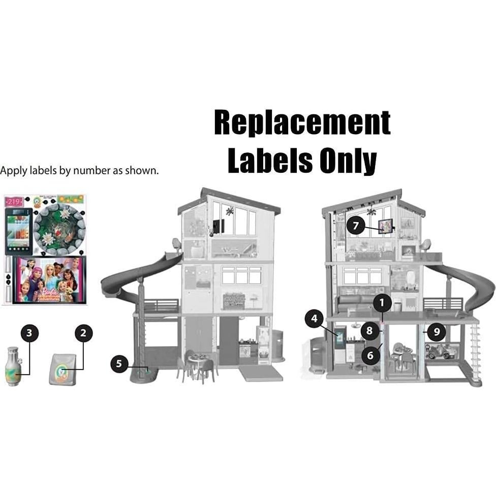 Repuesto Etiquetas Casa de Muñecas Barbie FHY73 - Mattel