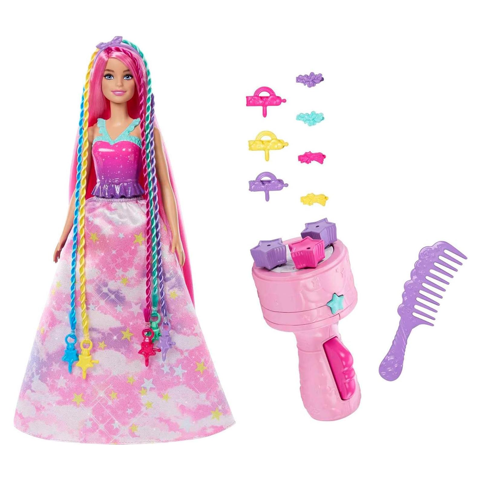 Muñeca Barbie Twist 'N Style con cabello rosa y accesorios