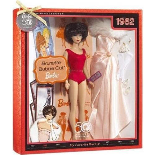 Muñeca Barbie Corte Burbuja Castaña 50 Aniversario Mattel