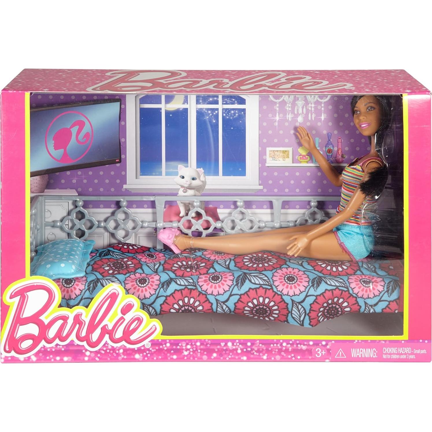 Muñeca Barbie Nikki DFV68 Afroamericana con cama y pijama