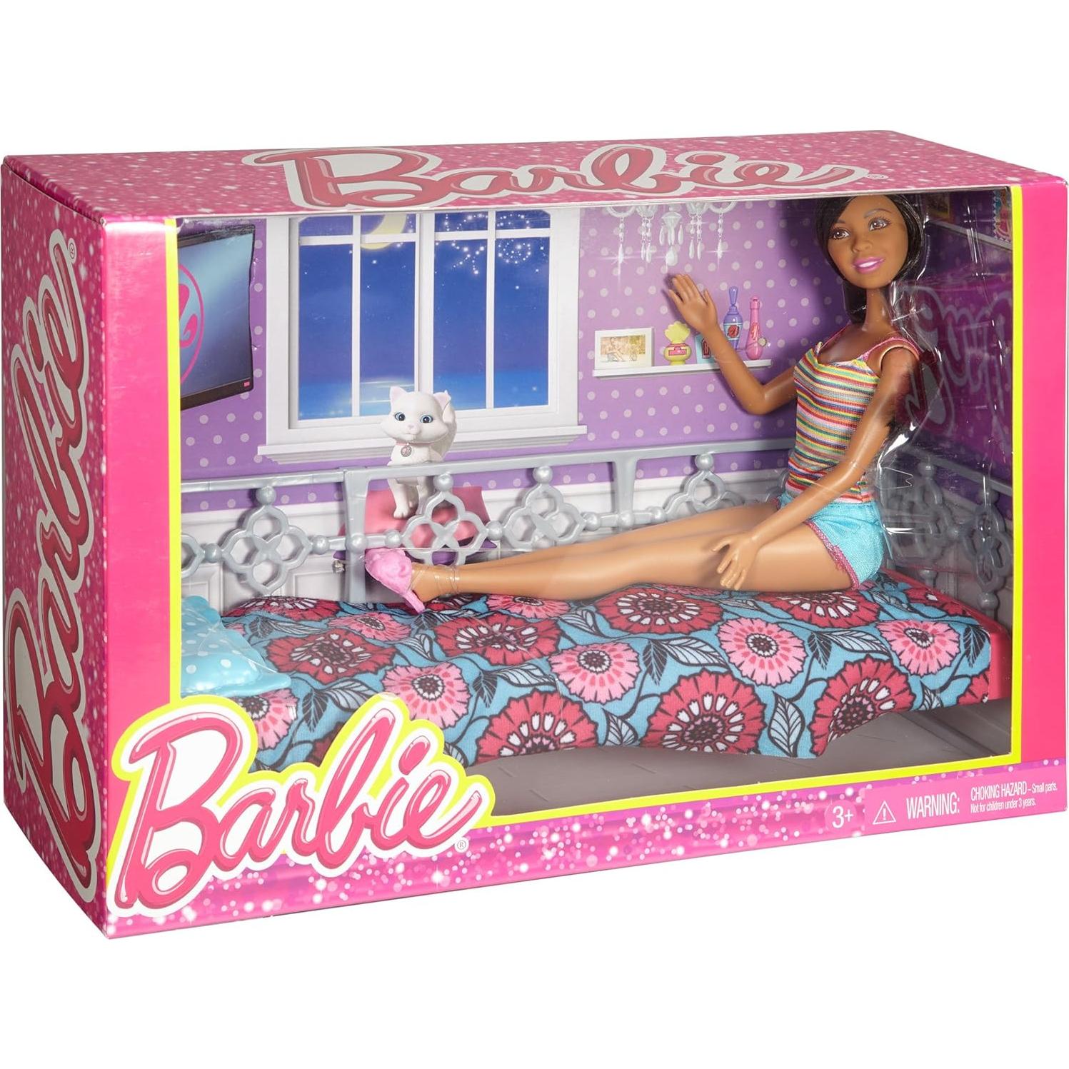 Muñeca Barbie Nikki DFV68 Afroamericana con cama y pijama