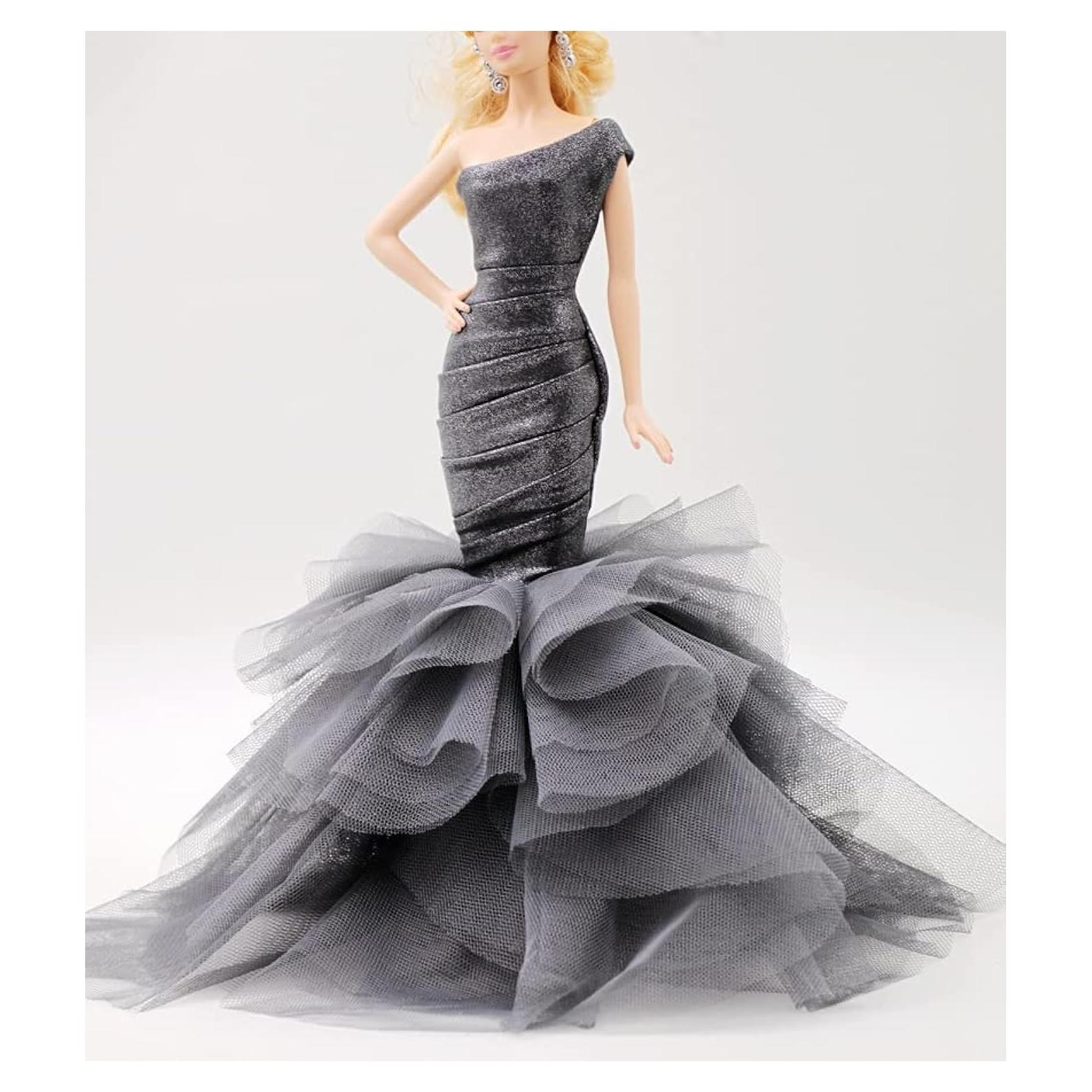 Vestido de Sirena Plateado Cora Gu para Muñeca 30.48 cm