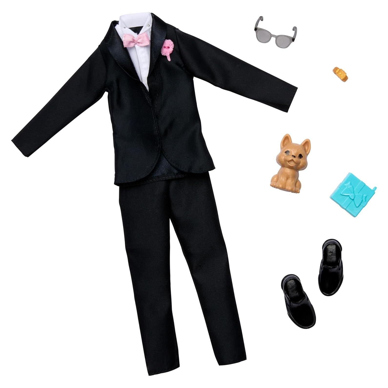 Ropa de Barbie Tuxedo Novio Ken con Accesorios 19,4x17,8cm