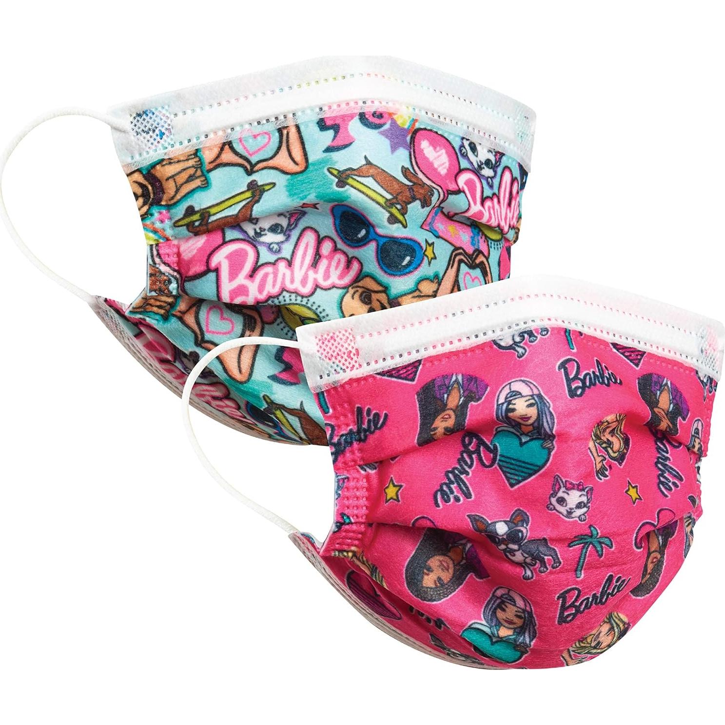 Mascarillas desechables para niños Barbie - 14 unidades, 2 a 7 años