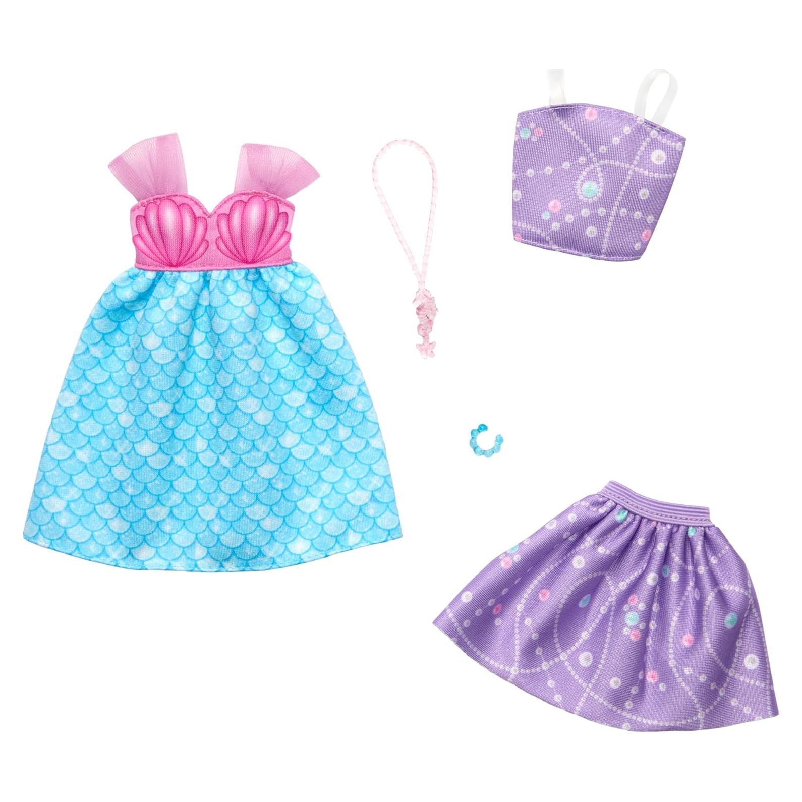 Conjunto de Ropa Barbie 2 Atuendos Sirena y Accesorios