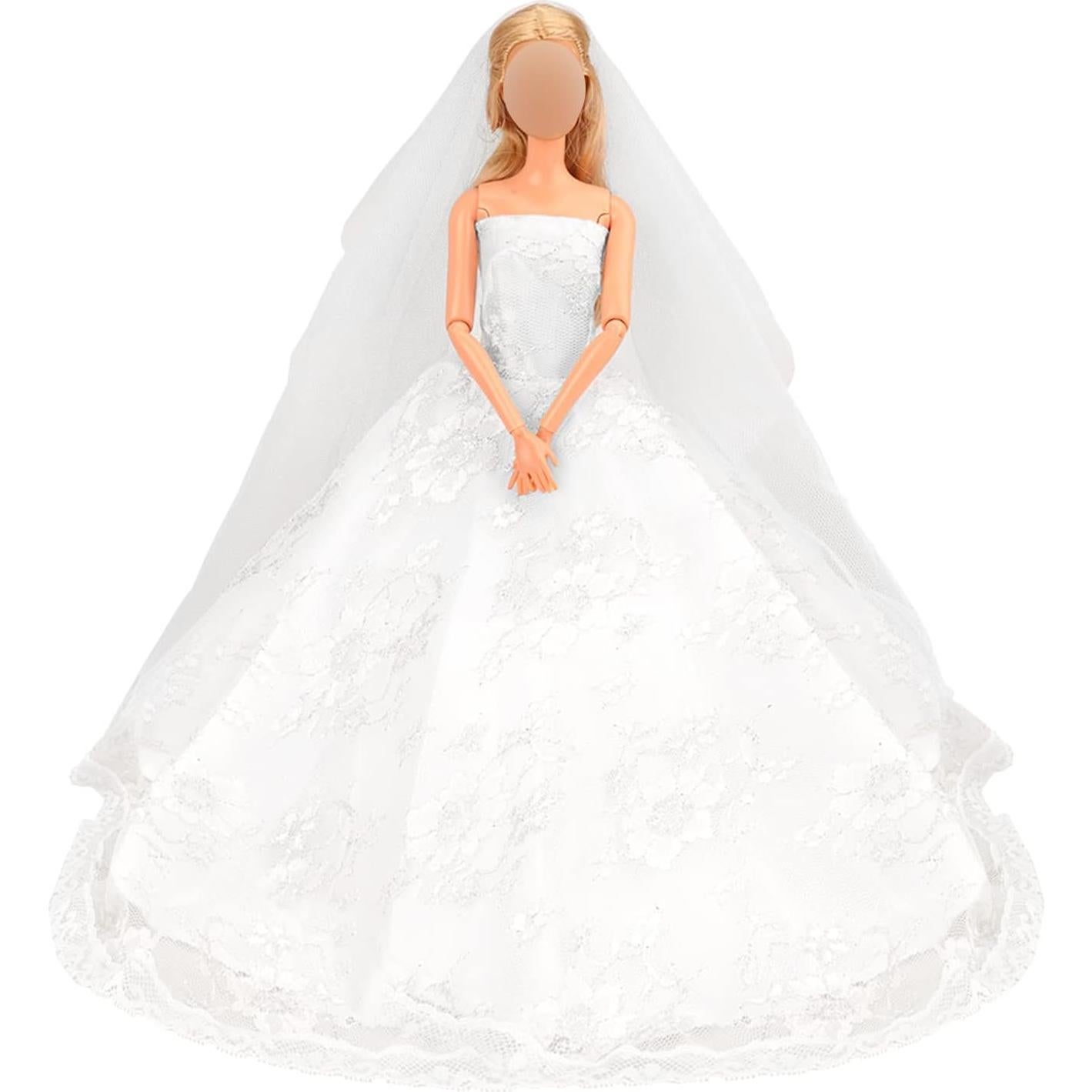Vestido de Novia BARWA con Velo para Muñeca 29 cm Blanca
