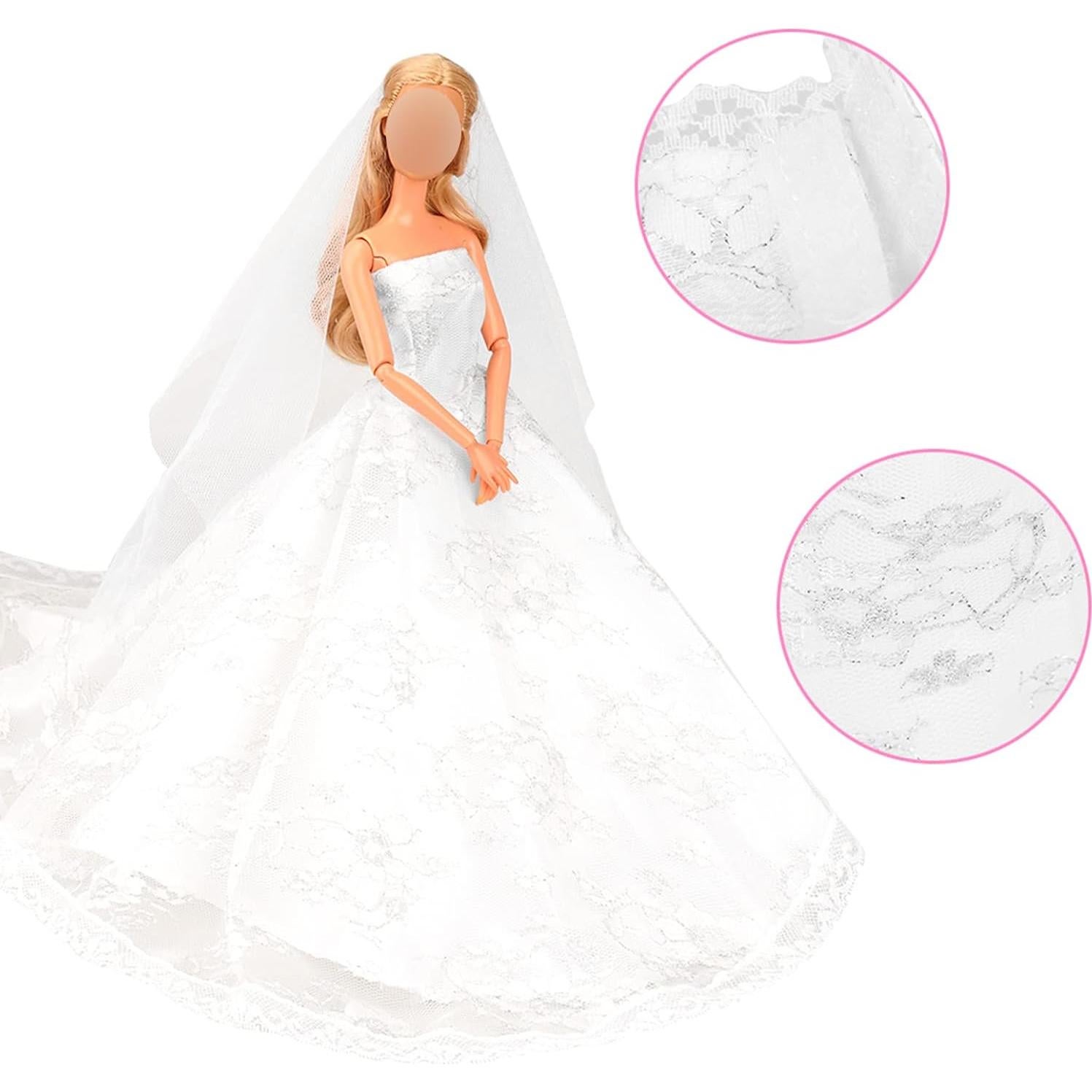 Vestido de Novia BARWA con Velo para Muñeca 29 cm Blanca