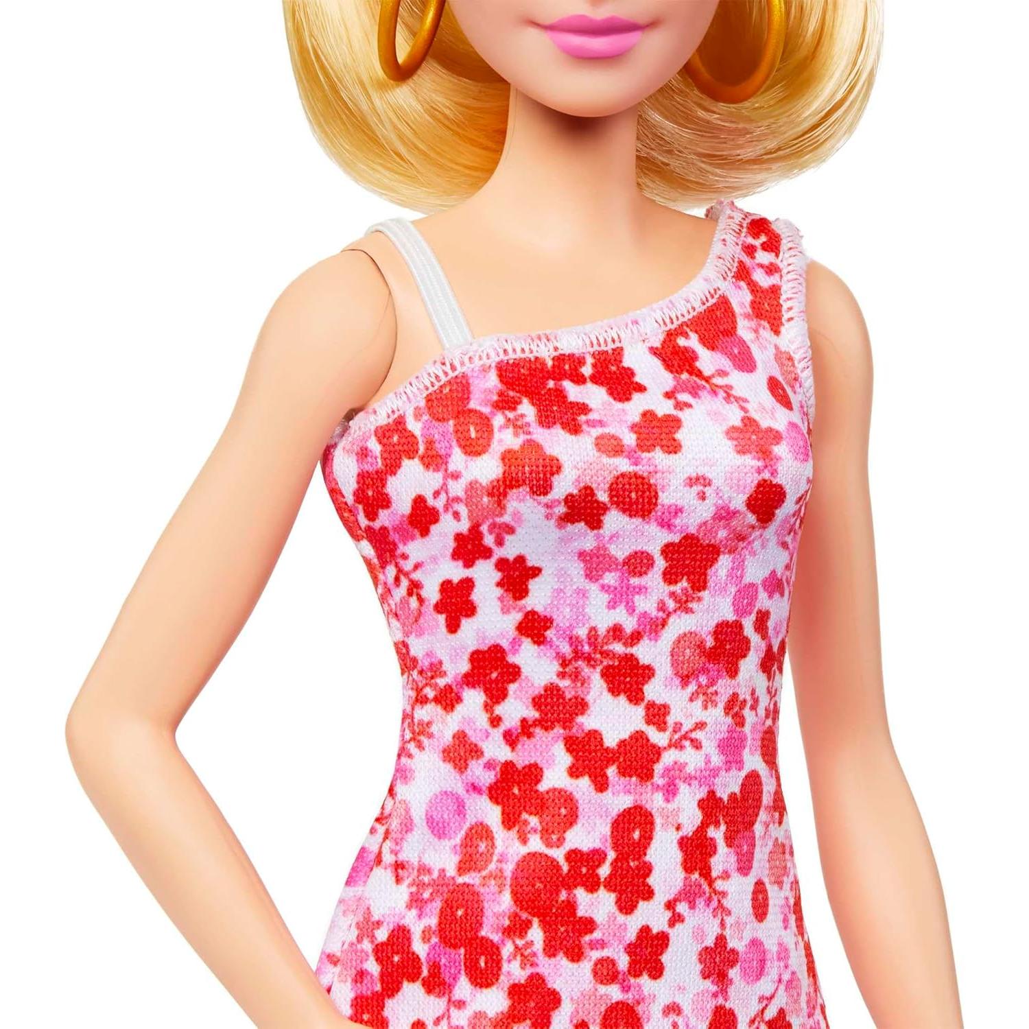 Muñeca Barbie Fashionistas #205 con vestido floral y aretes