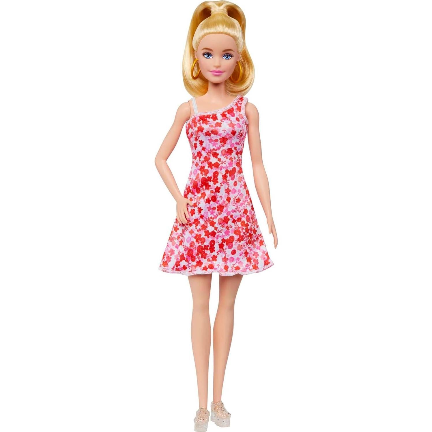 Muñeca Barbie Fashionistas #205 con vestido floral y aretes