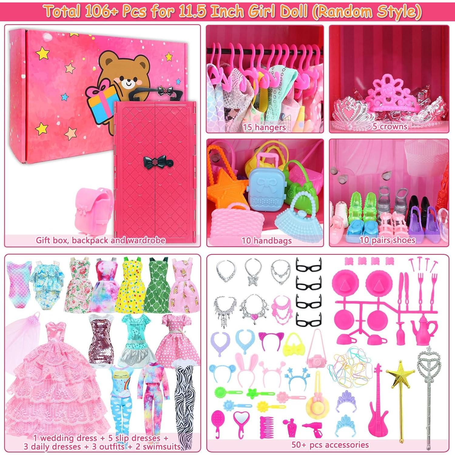 Conjunto Armario para Muñecas BJDBUS 110 Piezas 11.5"