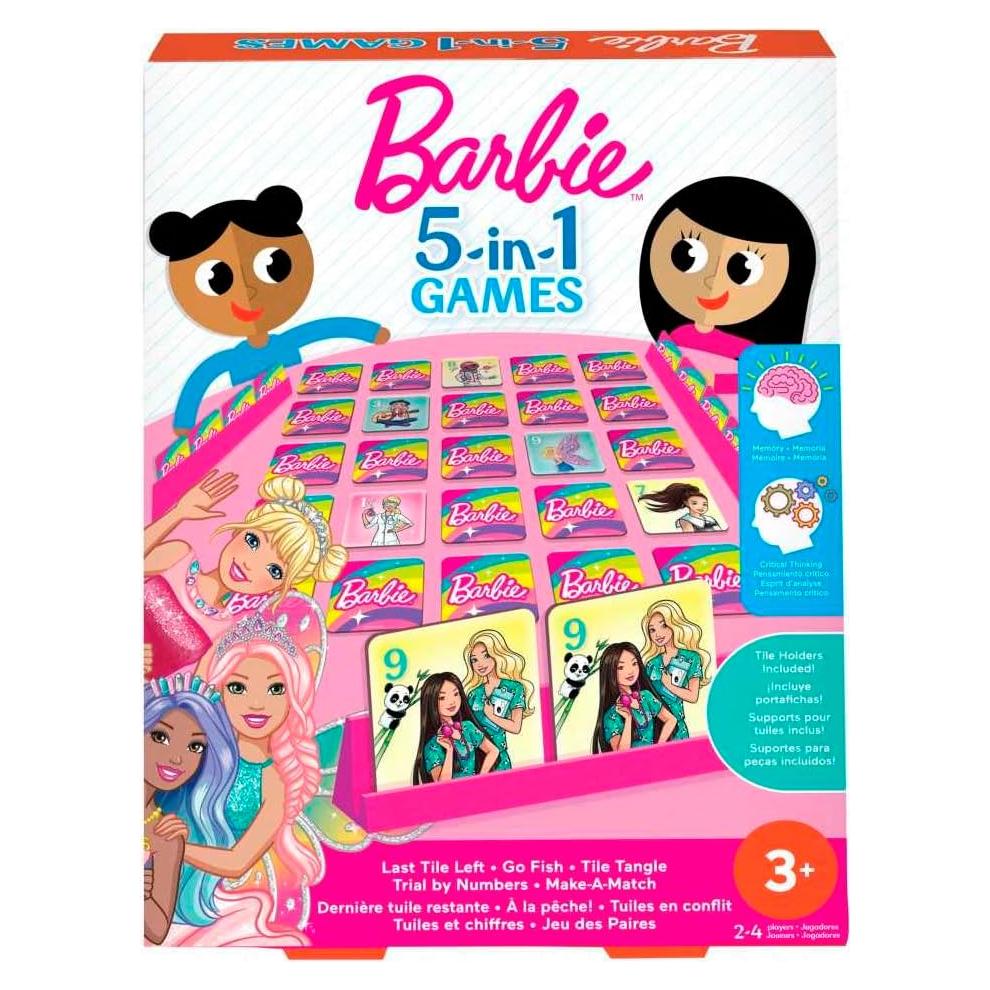 Juego de 5 en 1 Mattel Barbie para Niños - Fichas y Diversión