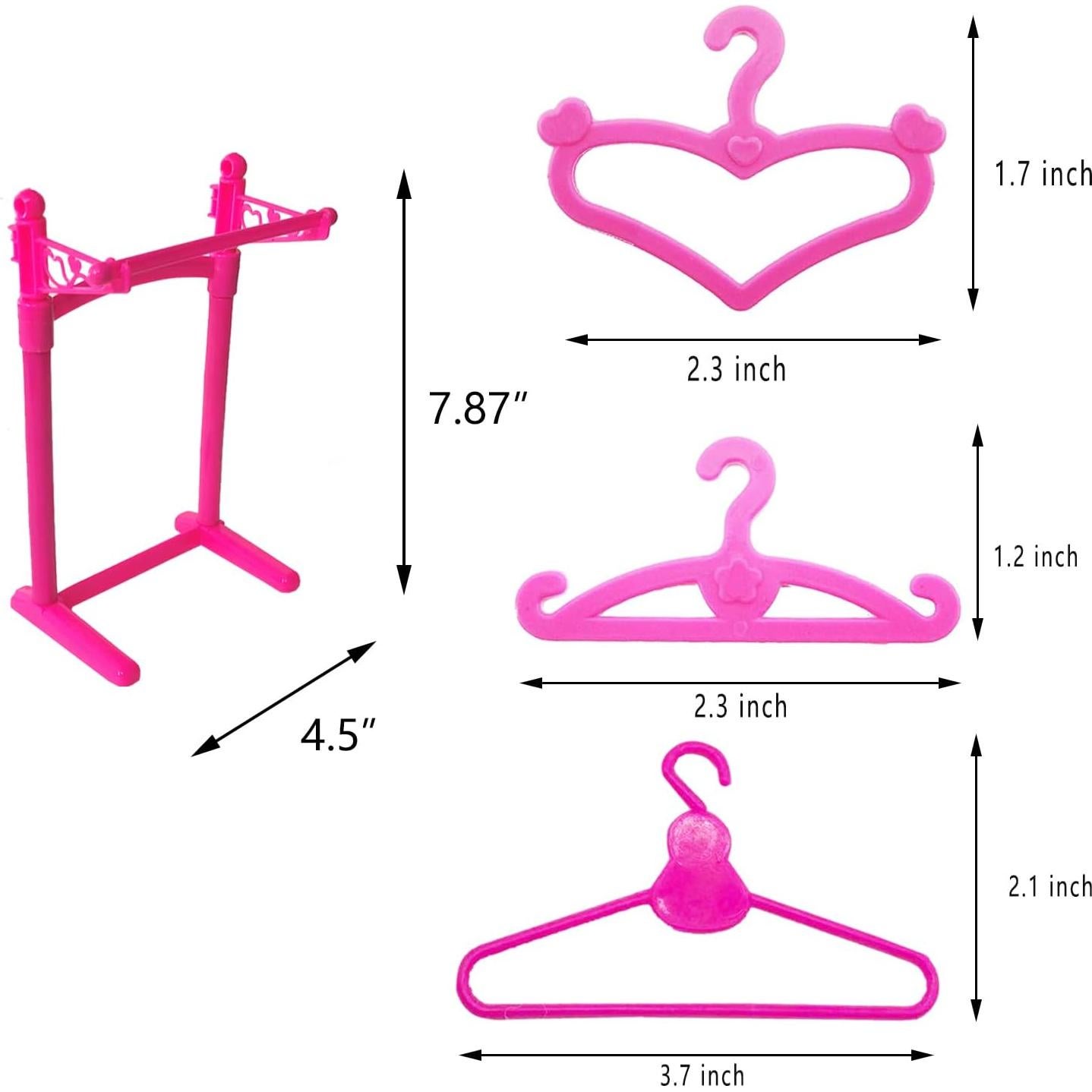 55 Perchas Rosa para Muñecas + Soporte - Accesorios 12"