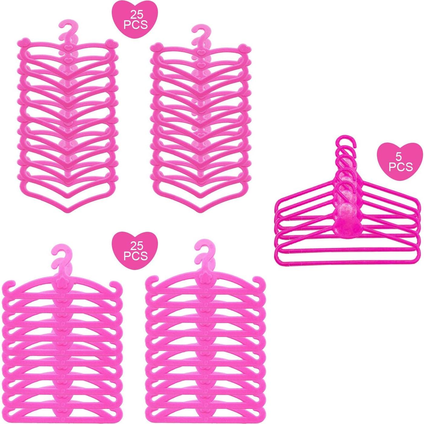 55 Perchas Rosa para Muñecas + Soporte - Accesorios 12"