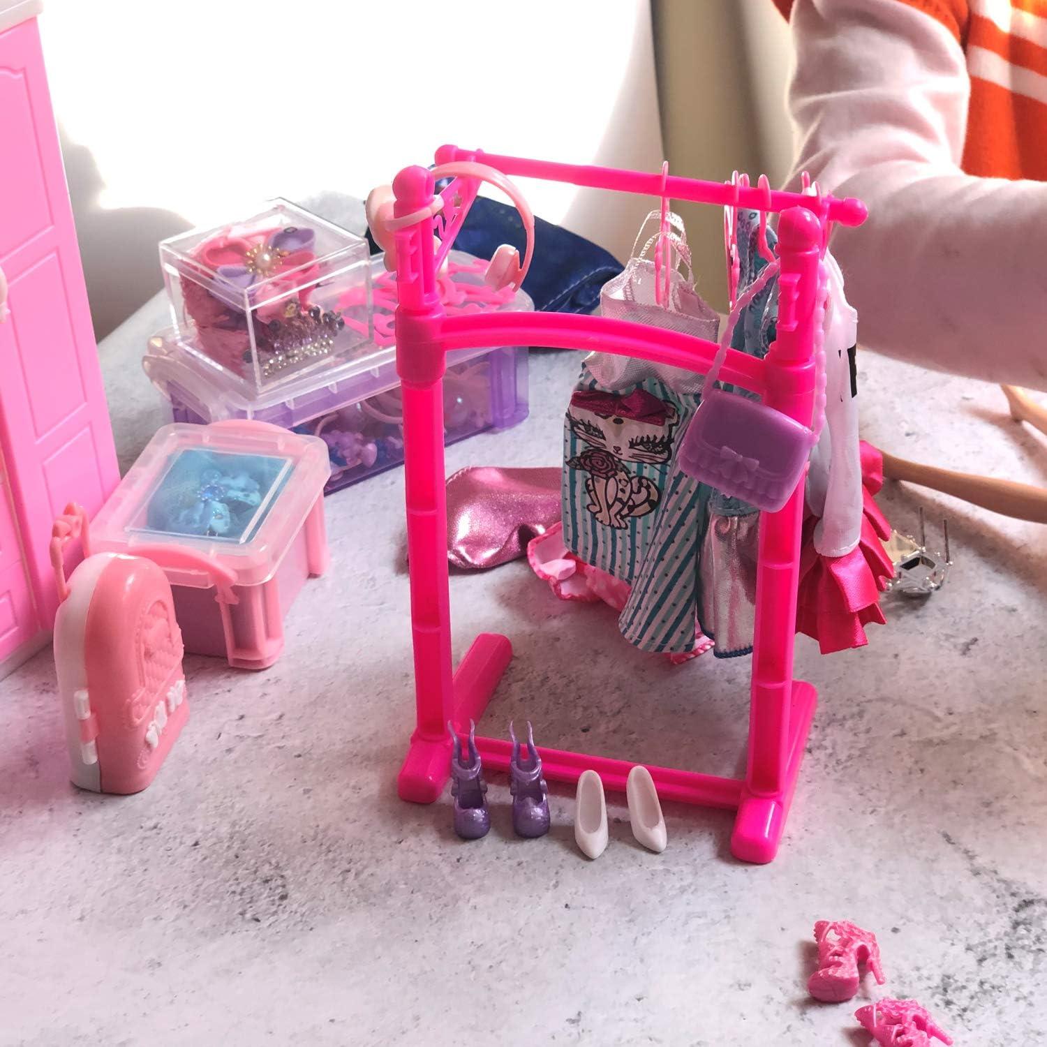 55 Perchas Rosa para Muñecas + Soporte - Accesorios 12"